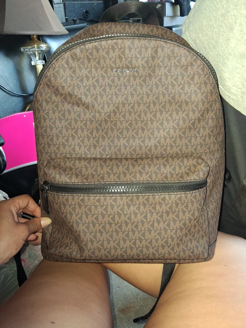 Michael Kors Brown Logo Monogram Backpack